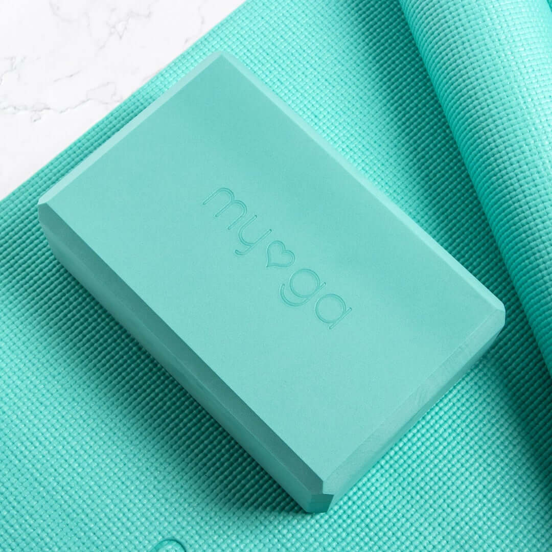 Sada na jógu Yoga Starter Kit: podložka, blok, popruh – tyrkysová