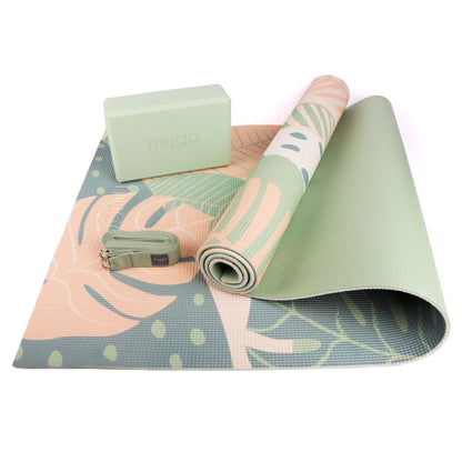 Jógová sada myga Palm Yoga Set: podložka, blok, popruh