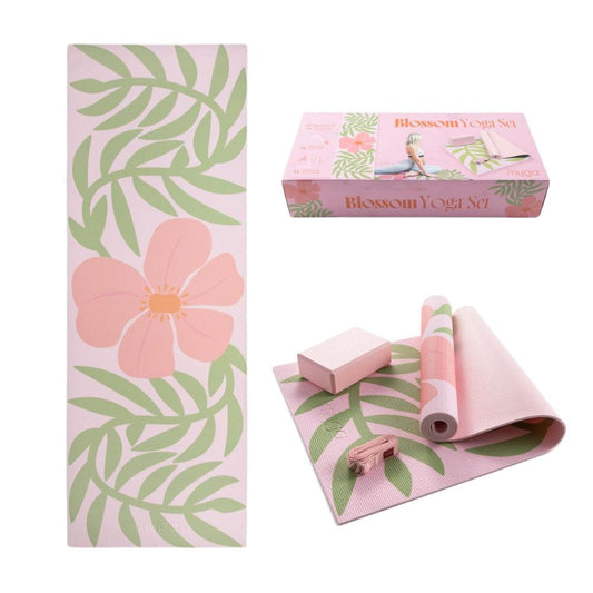 Jógová sada Myga Blossom Yoga Set: podložka, blok, popruh