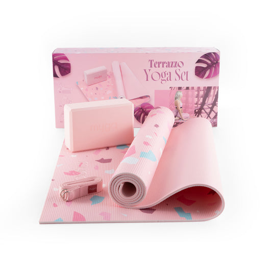 Jógový set myga Terrazzo Yoga Set: podložka, blok, popruh