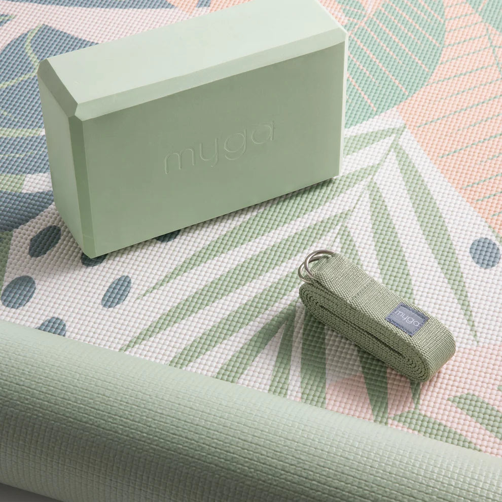 Jógová sada myga Palm Yoga Set: podložka, blok, popruh