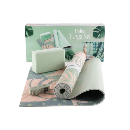 Jógová sada myga Palm Yoga Set: podložka, blok, popruh