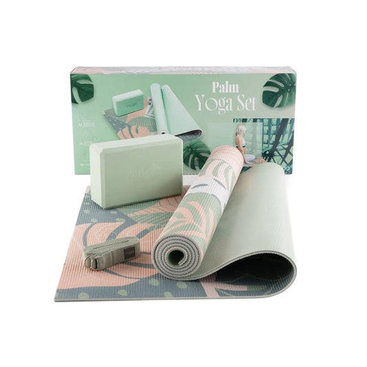 Jógová sada myga Palm Yoga Set: podložka, blok, popruh
